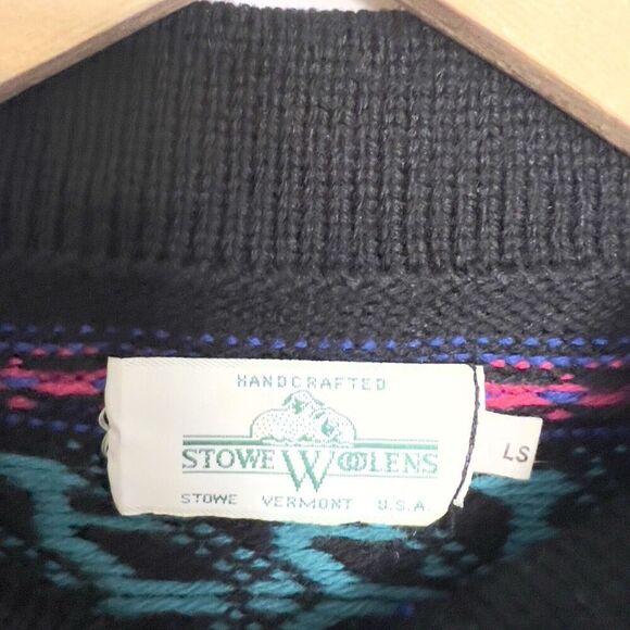 Vintage Stowe Woolens Sweater Small Nordic Cardigan Fair Isle Icelandic Cottage - Picture 3 of 7